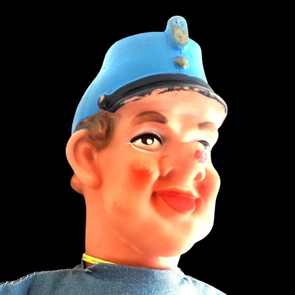Vintage 1960s Policeman Hand Puppet Rubber Head Cloth Body - Picture 2 of 8
